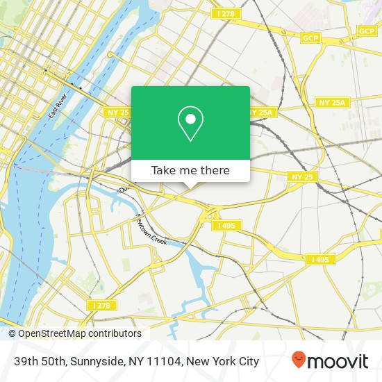 Mapa de 39th 50th, Sunnyside, NY 11104