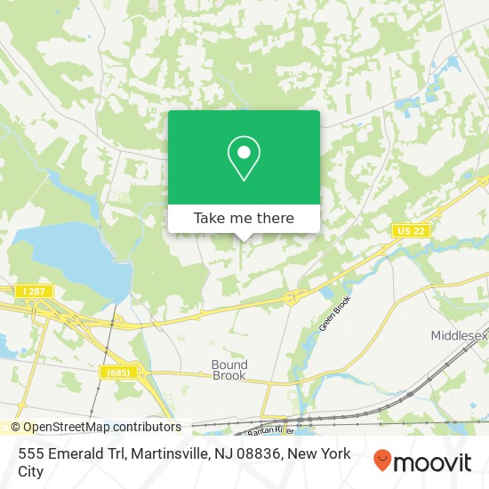 Mapa de 555 Emerald Trl, Martinsville, NJ 08836