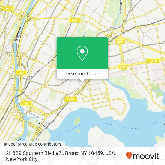 Mapa de 2I, 829 Southern Blvd #2I, Bronx, NY 10459, USA