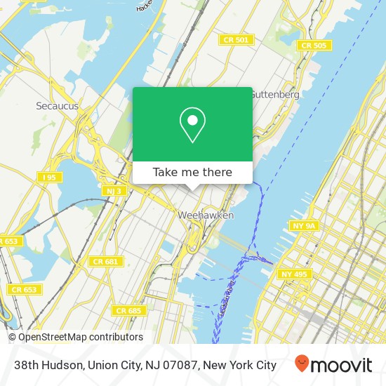 Mapa de 38th Hudson, Union City, NJ 07087