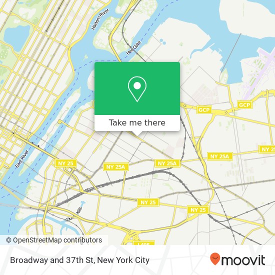 Mapa de Broadway and 37th St, Astoria, NY 11103