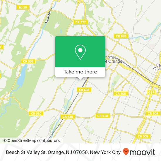 Mapa de Beech St Valley St, Orange, NJ 07050