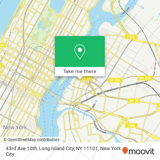 Mapa de 43rd Ave 10th, Long Island City, NY 11101