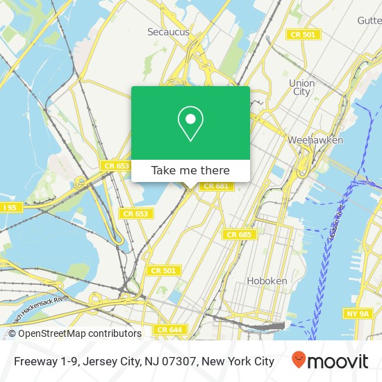 Mapa de Freeway 1-9, Jersey City, NJ 07307