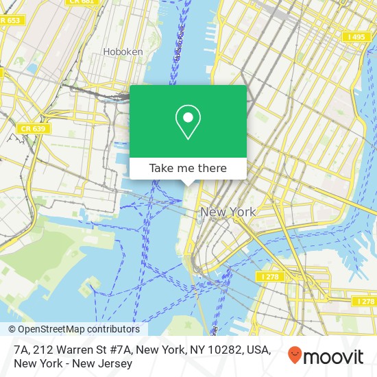 Mapa de 7A, 212 Warren St #7A, New York, NY 10282, USA