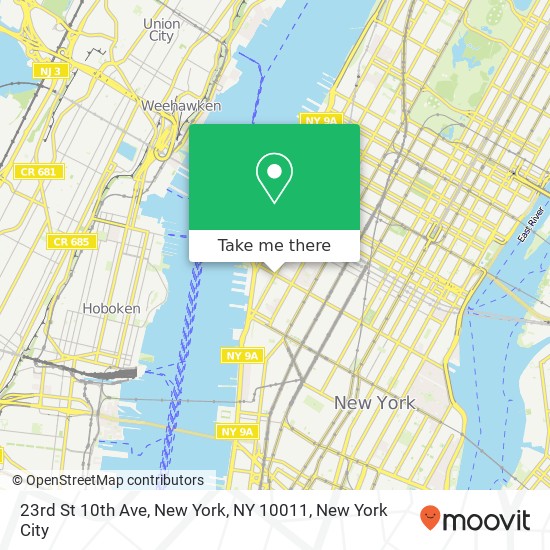 Mapa de 23rd St 10th Ave, New York, NY 10011
