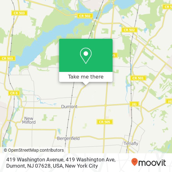 Mapa de 419 Washington Avenue, 419 Washington Ave, Dumont, NJ 07628, USA