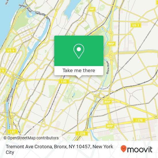 Mapa de Tremont Ave Crotona, Bronx, NY 10457