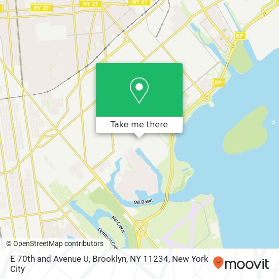 Mapa de E 70th and Avenue U, Brooklyn, NY 11234