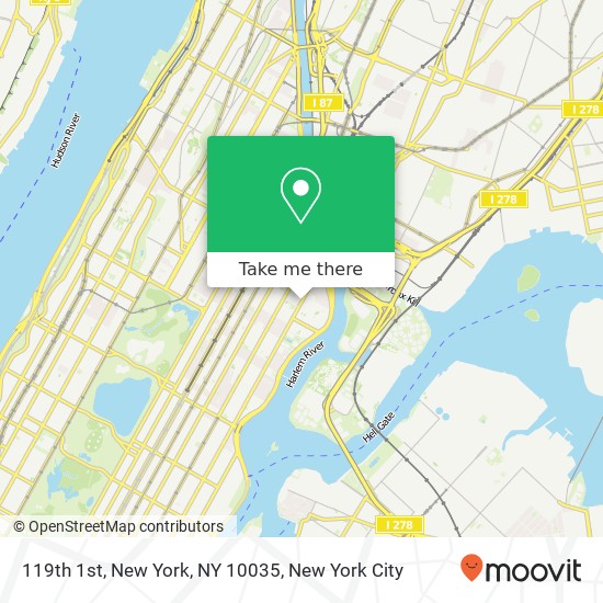 119th 1st, New York, NY 10035 map