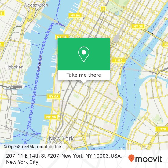 Mapa de 207, 11 E 14th St #207, New York, NY 10003, USA