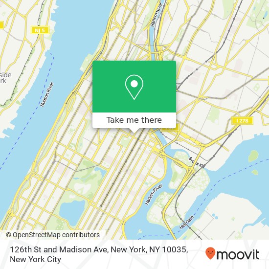 Mapa de 126th St and Madison Ave, New York, NY 10035