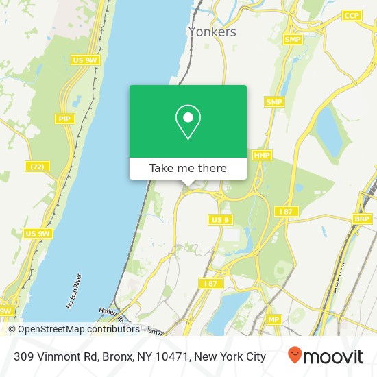 Mapa de 309 Vinmont Rd, Bronx, NY 10471