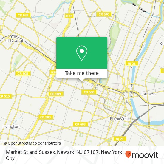 Mapa de Market St and Sussex, Newark, NJ 07107
