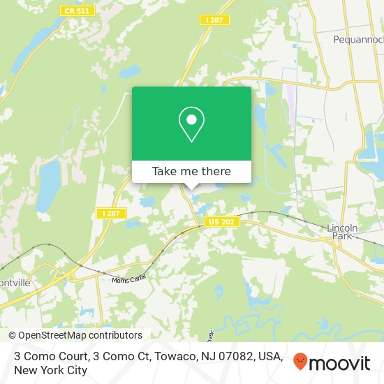 Mapa de 3 Como Court, 3 Como Ct, Towaco, NJ 07082, USA