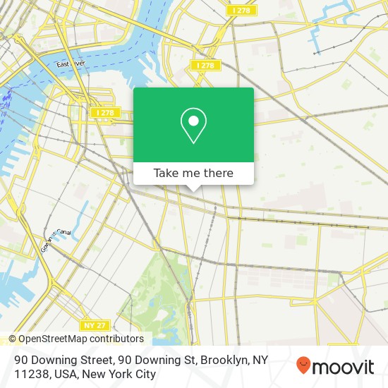 Mapa de 90 Downing Street, 90 Downing St, Brooklyn, NY 11238, USA