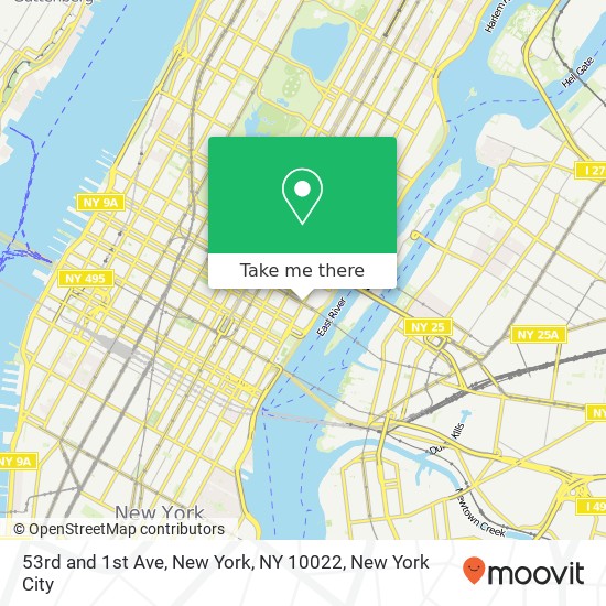 Mapa de 53rd and 1st Ave, New York, NY 10022