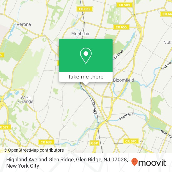 Highland Ave and Glen Ridge, Glen Ridge, NJ 07028 map