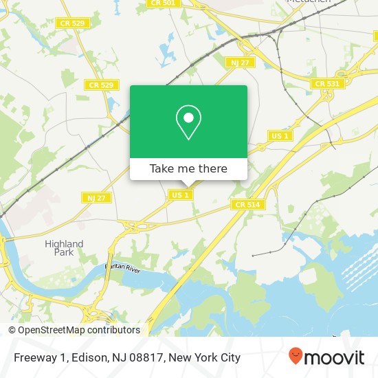 Mapa de Freeway 1, Edison, NJ 08817