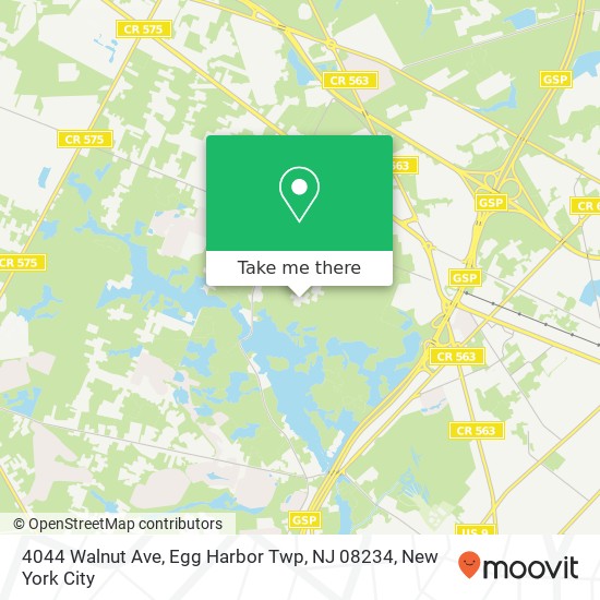 Mapa de 4044 Walnut Ave, Egg Harbor Twp, NJ 08234