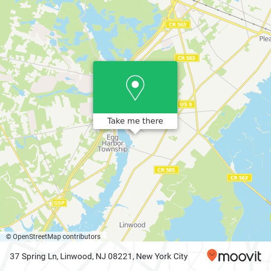 Mapa de 37 Spring Ln, Linwood, NJ 08221