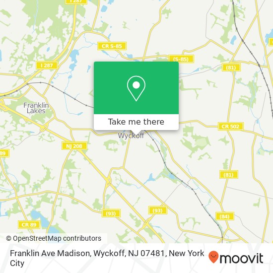 Franklin Ave Madison, Wyckoff, NJ 07481 map