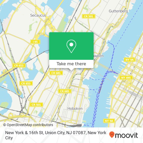 Mapa de New York & 16th St, Union City, NJ 07087