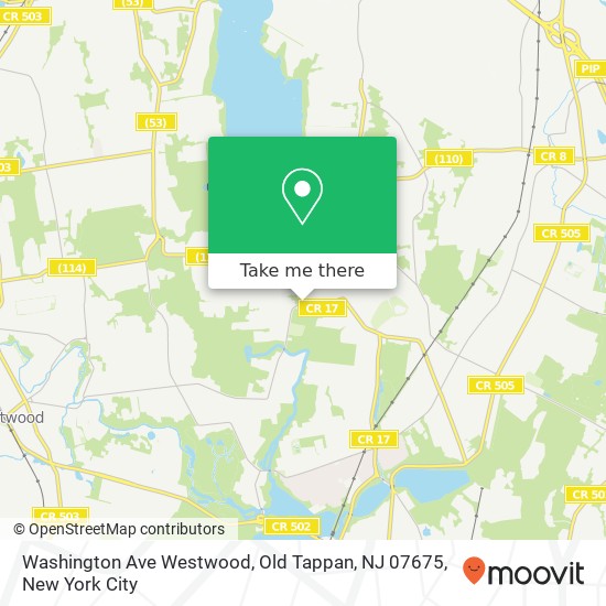 Mapa de Washington Ave Westwood, Old Tappan, NJ 07675