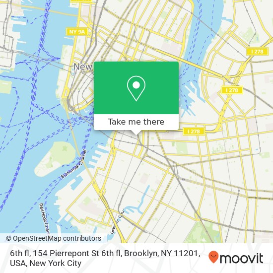 6th fl, 154 Pierrepont St 6th fl, Brooklyn, NY 11201, USA map