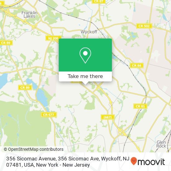 Mapa de 356 Sicomac Avenue, 356 Sicomac Ave, Wyckoff, NJ 07481, USA