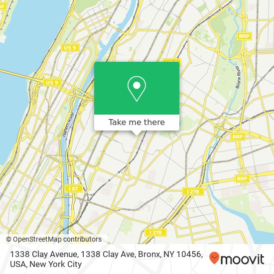 Mapa de 1338 Clay Avenue, 1338 Clay Ave, Bronx, NY 10456, USA