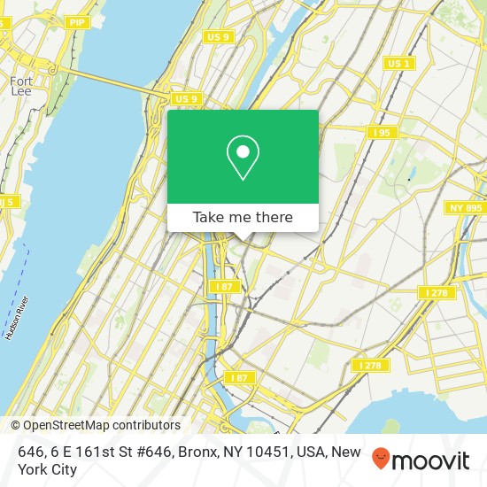646, 6 E 161st St #646, Bronx, NY 10451, USA map