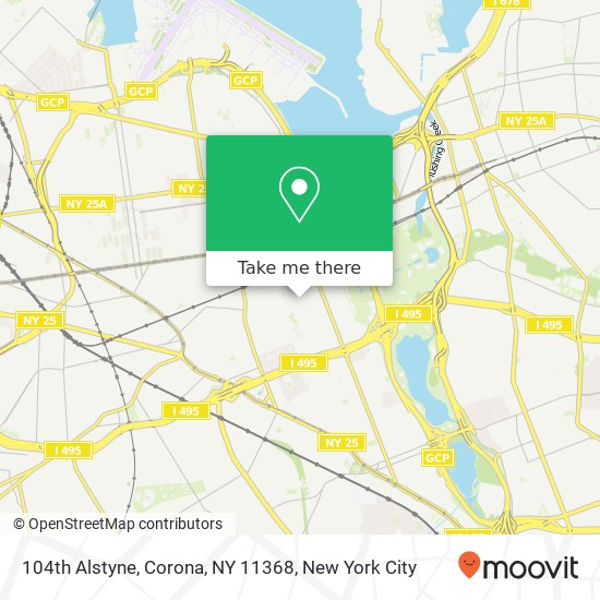 Mapa de 104th Alstyne, Corona, NY 11368