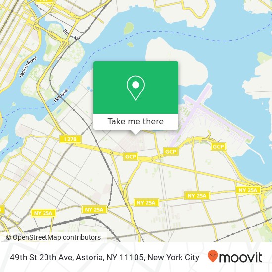 Mapa de 49th St 20th Ave, Astoria, NY 11105