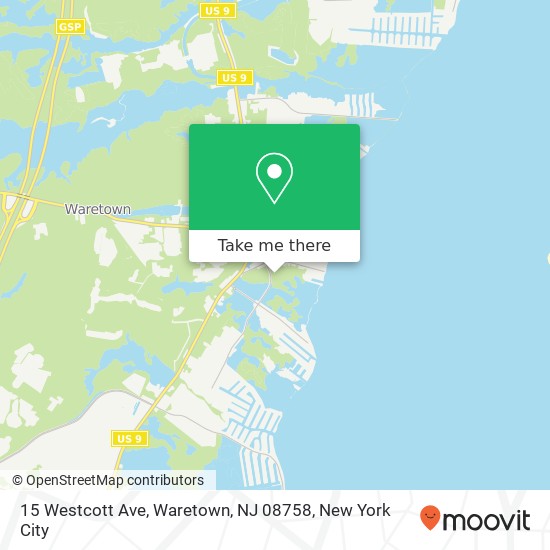 Mapa de 15 Westcott Ave, Waretown, NJ 08758