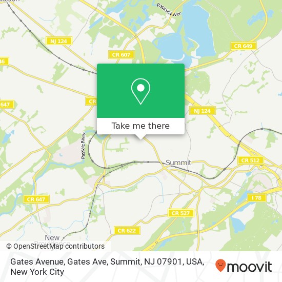 Mapa de Gates Avenue, Gates Ave, Summit, NJ 07901, USA