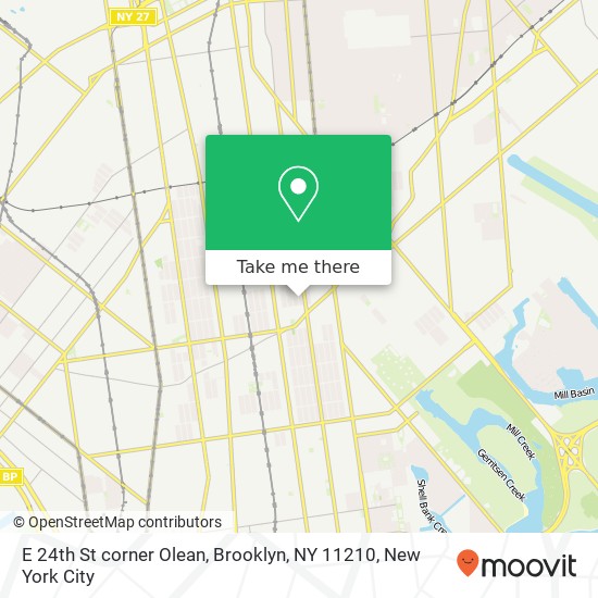 Mapa de E 24th St corner Olean, Brooklyn, NY 11210