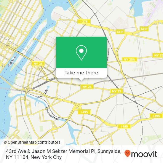 43rd Ave & Jason M Sekzer Memorial Pl, Sunnyside, NY 11104 map