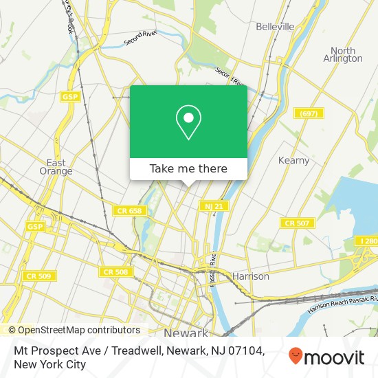 Mt Prospect Ave / Treadwell, Newark, NJ 07104 map