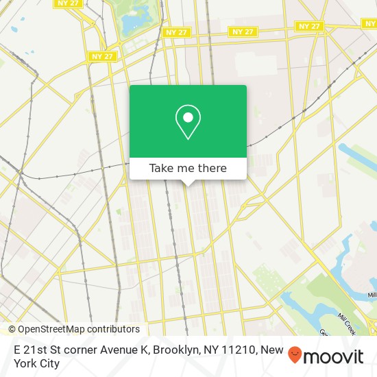 Mapa de E 21st St corner Avenue K, Brooklyn, NY 11210