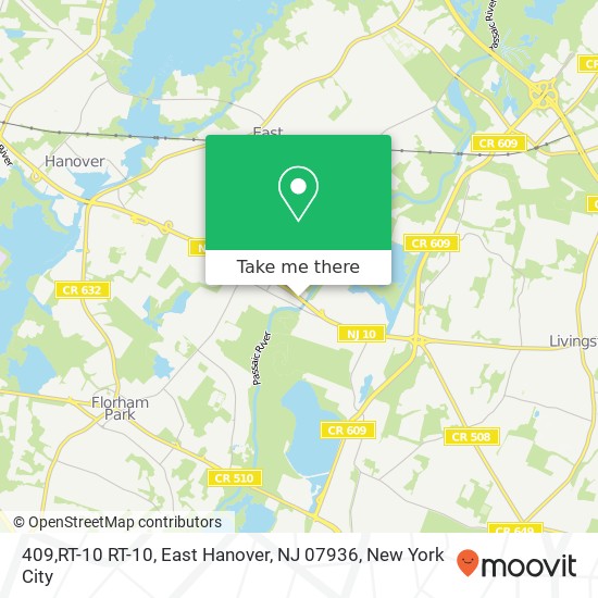 Mapa de 409,RT-10 RT-10, East Hanover, NJ 07936