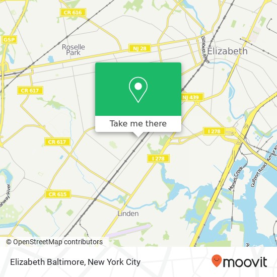 Mapa de Elizabeth Baltimore, Linden, NJ 07036