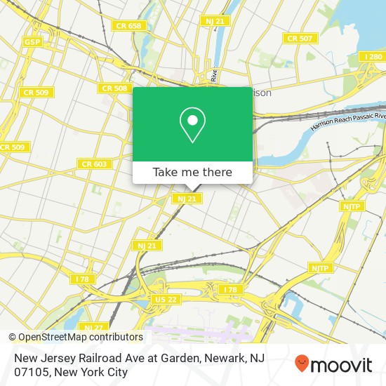 Mapa de New Jersey Railroad Ave at Garden, Newark, NJ 07105