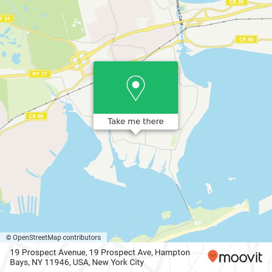 Mapa de 19 Prospect Avenue, 19 Prospect Ave, Hampton Bays, NY 11946, USA