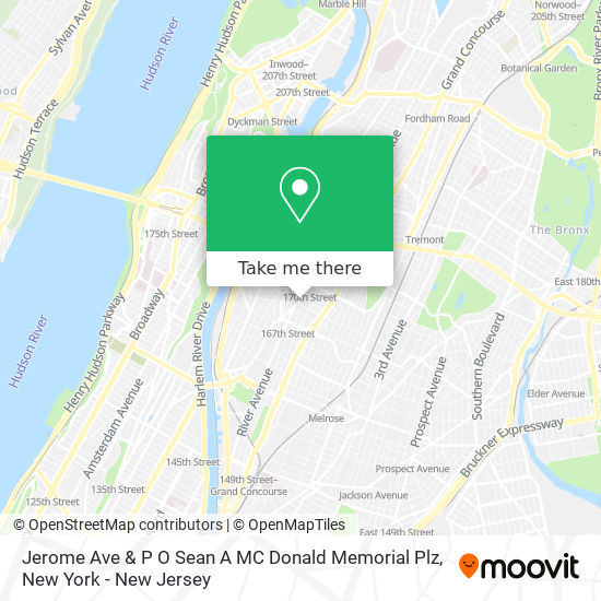 Jerome Ave & P O Sean A MC Donald Memorial Plz map