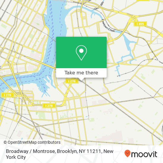 Mapa de Broadway / Montrose, Brooklyn, NY 11211