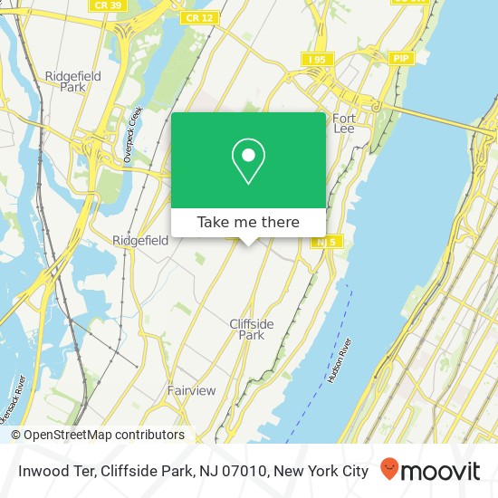 Mapa de Inwood Ter, Cliffside Park, NJ 07010