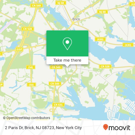 Mapa de 2 Paris Dr, Brick, NJ 08723