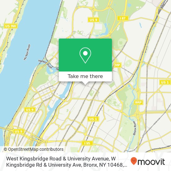 West Kingsbridge Road & University Avenue, W Kingsbridge Rd & University Ave, Bronx, NY 10468, USA map