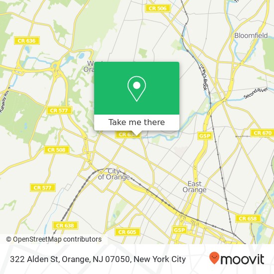 Mapa de 322 Alden St, Orange, NJ 07050